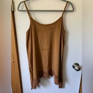 Suede tank with lace detail size medium